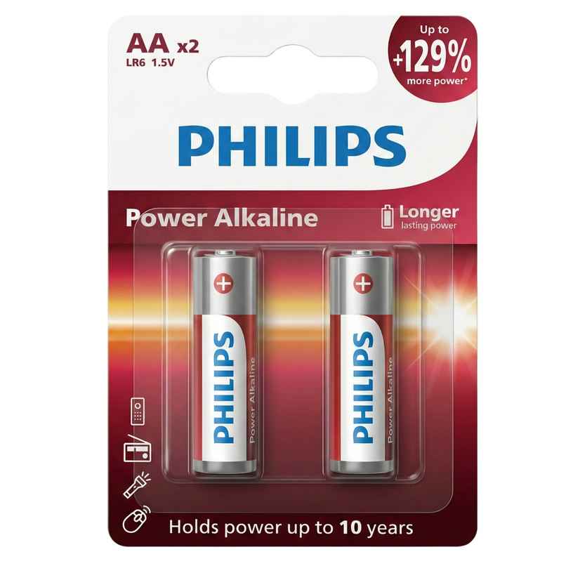 Philips LR6P2B/94 Power Alkaline AA Battery | 1.5V | Long Lasting | Leak Resistant 1.0 Piece Philips LR6P2B/94 Power Alkaline AA Battery | 1.5V | Long Lasting | Leak Resistant 1.0 Piece