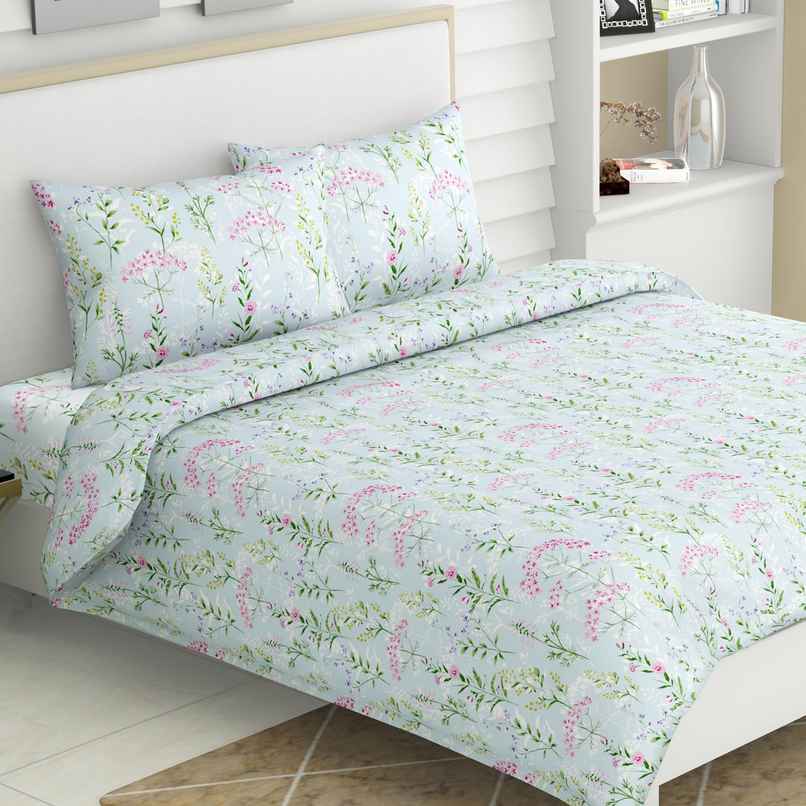 Haus & Kinder Elegant Bloom Double 100% Cotton Bedsheet | Garden Floral Magic | 98 x 89 in