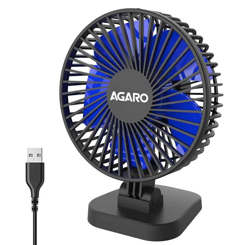 AGARO Breeze USB Desktop Fan, 4 Inch Quiet Desktop Fan, USB Plug in, 3 Speeds, 40Degree Tilting, Personal Mini Fan for Home Office Bedroom,Study - Black AGARO Breeze USB Desktop Fan, 4 Inch Quiet Desktop Fan, USB Plug in, 3 Speeds, 40Degree Tilting, Personal Mini Fan for Home Office Bedroom,Study - Black