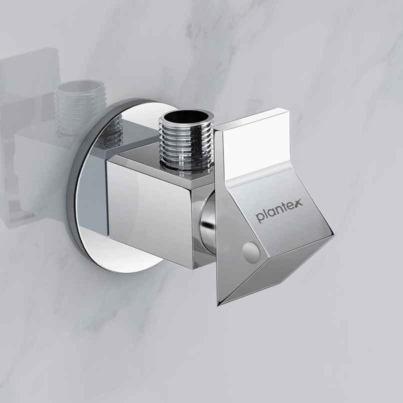 Plantex Brass Angle Valve | Teflon Tape & Wall Flange