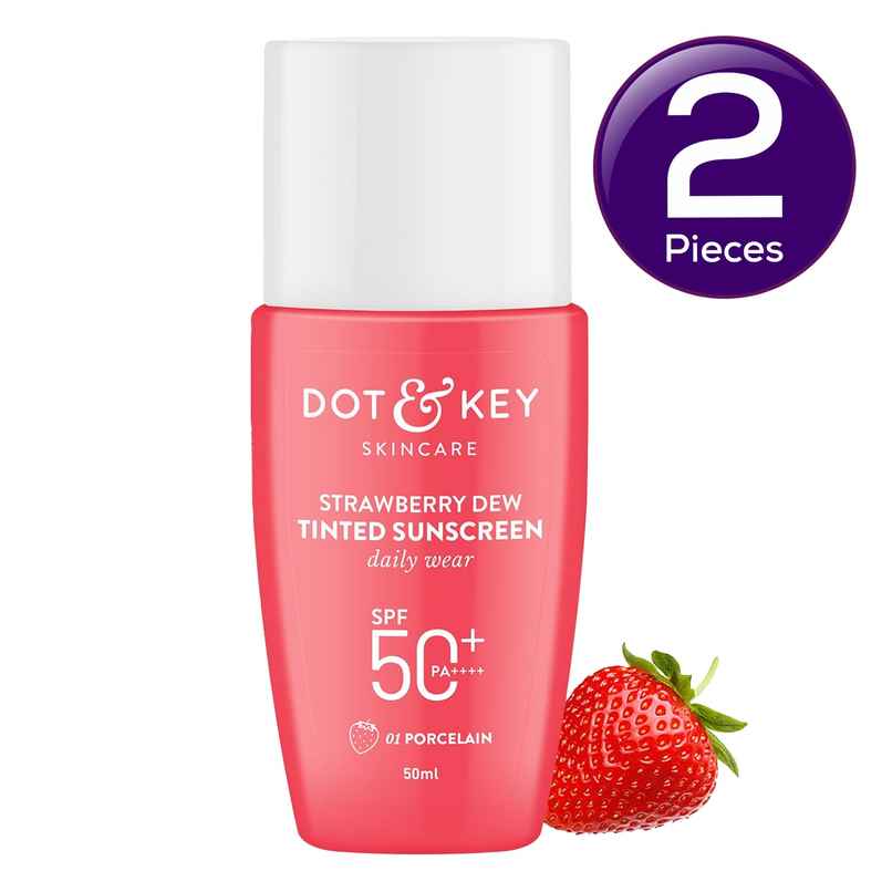 Dot & Key Strawberry Dew Tinted Sunscreen SPF 50+ PA++++ - 01 Porcelain Combo Dot & Key Strawberry Dew Tinted Sunscreen SPF 50+ PA++++ - 01 Porcelain Combo