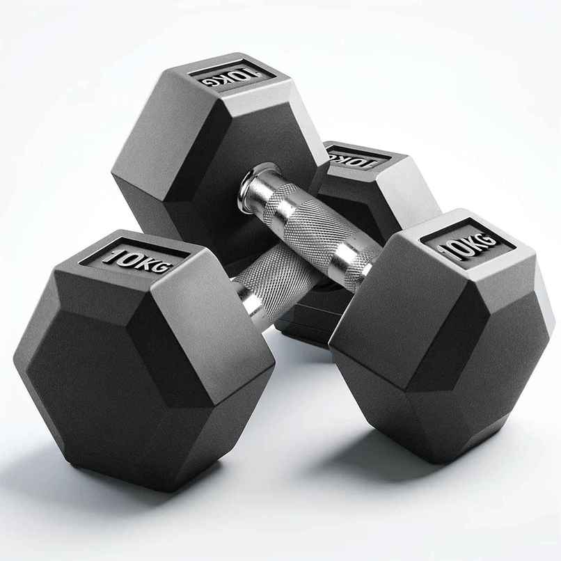 Slovic Anti-Skid Rubber Coated Hexa Dumbbell Set | 10kg x2| Ideal for Home & Gym Workout | Black Slovic Anti-Skid Rubber Coated Hexa Dumbbell Set | 10kg x2| Ideal for Home & Gym Workout | Black