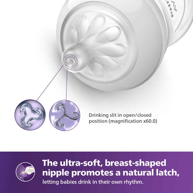 Philips Avent Natural Baby Feeding Bottle with Airfree Vent| 0m+| 125ml| Pack of 1 | SCY670/01 Philips Avent Natural Baby Feeding Bottle with Airfree Vent| 0m+| 125ml| Pack of 1 | SCY670/01