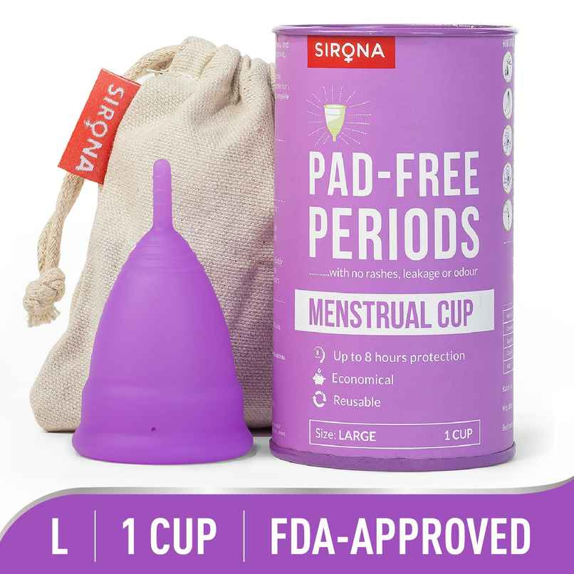 Sirona Reusable Menstrual Cup with FDA Compliant Medical Grade Silicone - Large