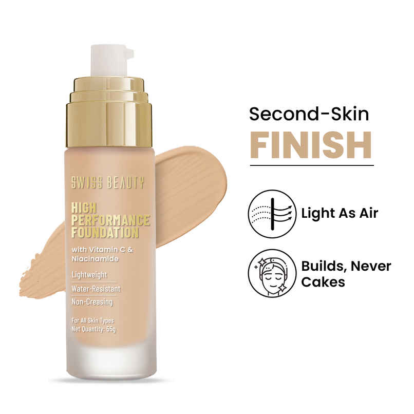 Swiss Beauty High Performance Foundation With Vitamin C & Niacinamide | 04 Natural Nude