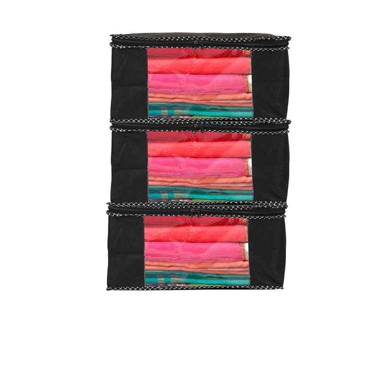 Black Saree Organizer | Foldable Storage Bag with Zip Black Saree Organizer | Foldable Storage Bag with Zip