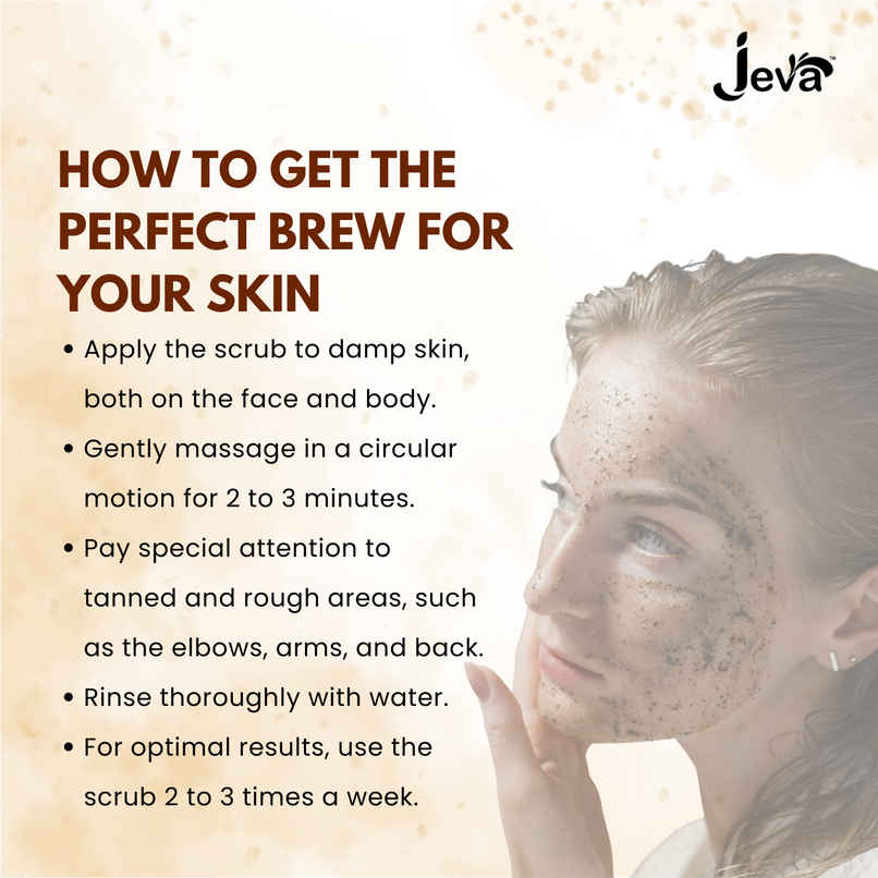 Jeva Coffee Face & Body Exfoliating Gel Scrub | Removes Dead Skin & Dullness