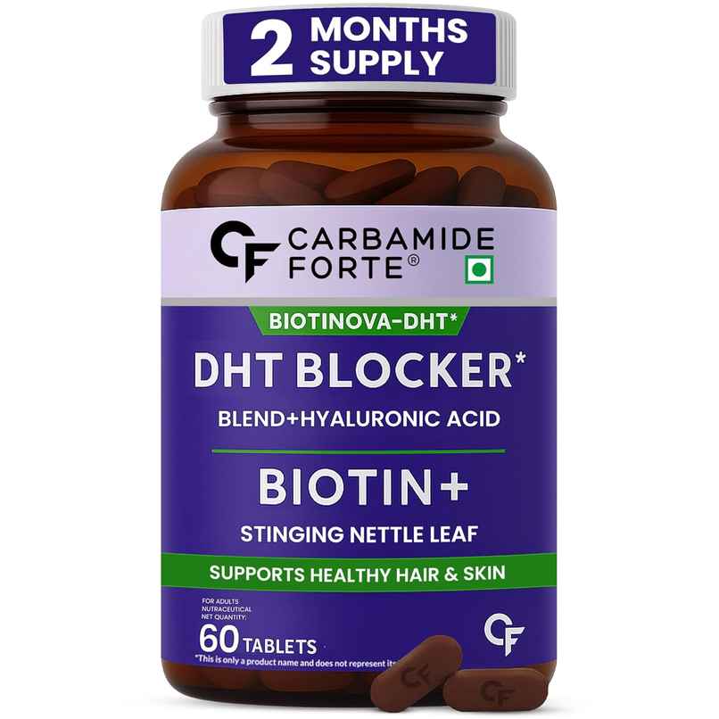 Carbamide Forte DHT Blocker with Biotin Tablets for Hair growth with Bhringraj & Hyaluronic Acid