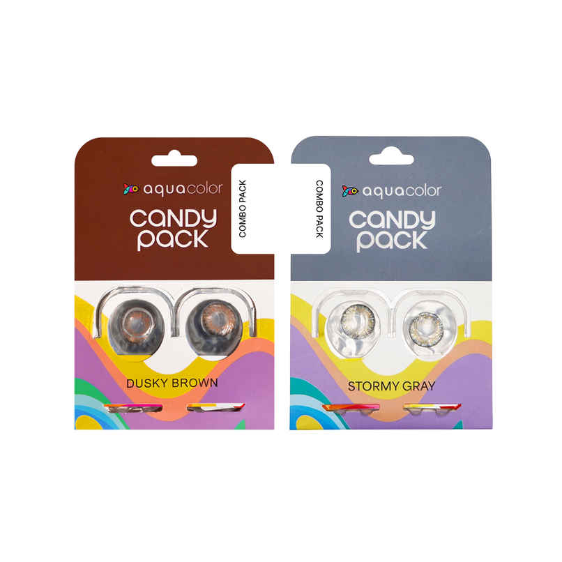 Aquacolor Candy Pack with Zero Power Daily Disposable Lens Dusky Brown and Stormy Gray