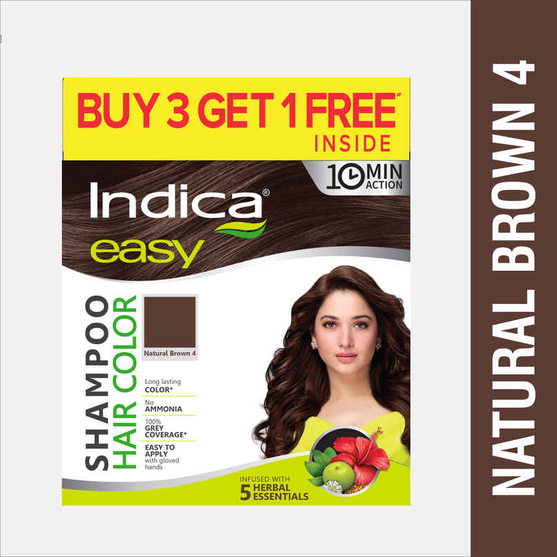 Indica Natural Brown Hair Color Shampoo | Buy 3 Get 1 Free | Indica Natural Brown Hair Color Shampoo | Buy 3 Get 1 Free |