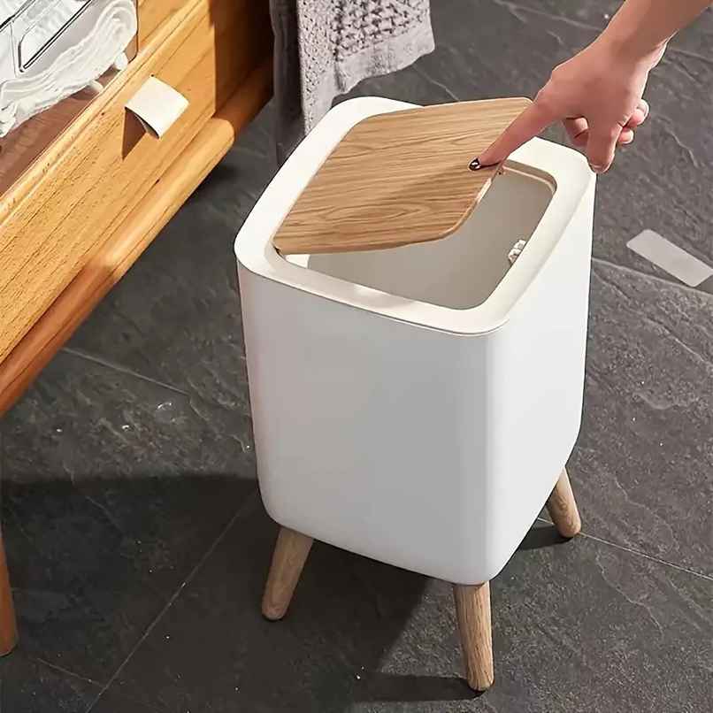 House of Quirk Bathroom Trash Cans with Lids | Modern Office Trash Can for Near Desk | White House of Quirk Bathroom Trash Cans with Lids | Modern Office Trash Can for Near Desk | White