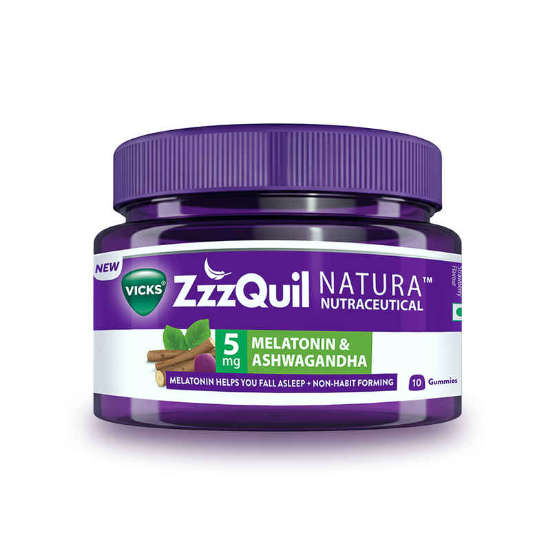 Vicks ZzzQuil Natura 10 Sleep Gummies, 5mg Melatonin + Natural Ashwagandha