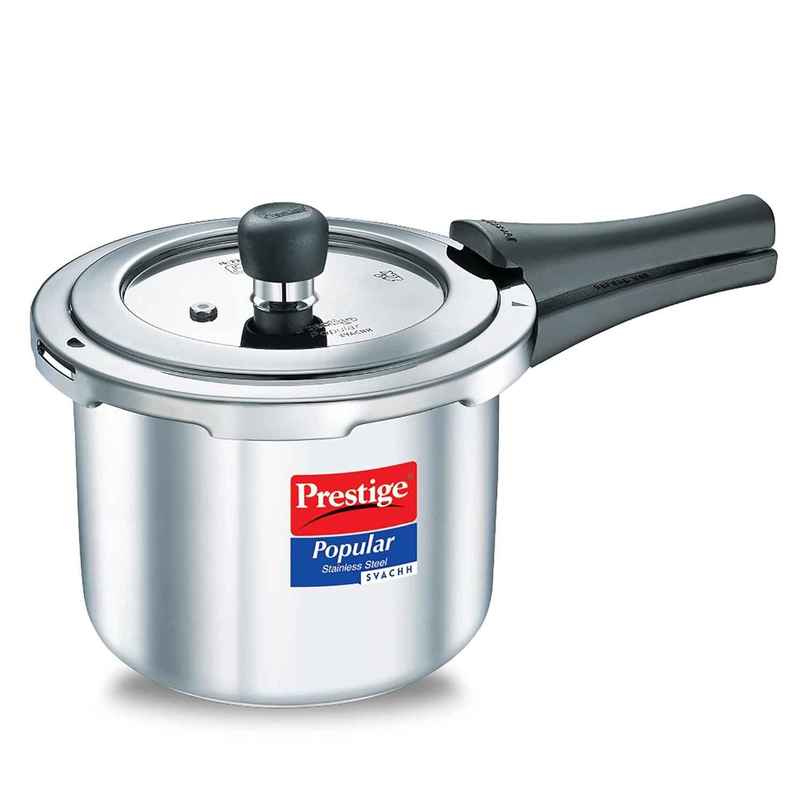 Prestige Popular Svachh SS Pressure Cooker 3L,Gas and Induction Compatible,5Y Warranty,Silver Prestige Popular Svachh SS Pressure Cooker 3L,Gas and Induction Compatible,5Y Warranty,Silver
