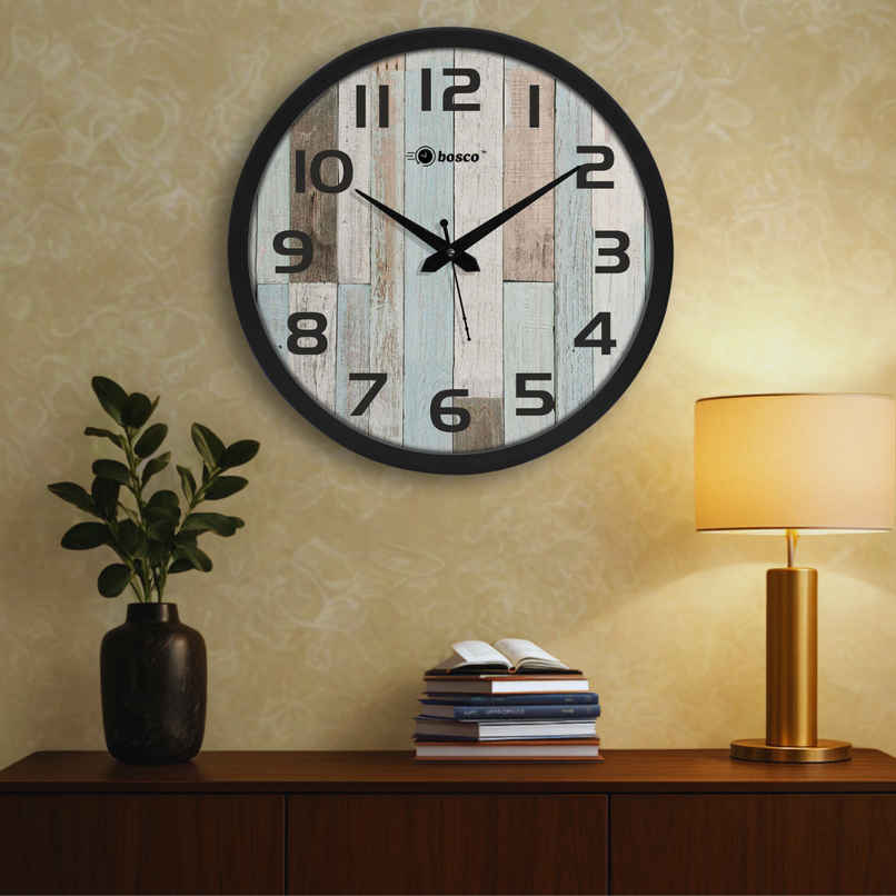 Bosco Decorative Silent Multicolour Face with Black Frame 30 CM Wall Clock BWC 1610 Bosco Decorative Silent Multicolour Face with Black Frame 30 CM Wall Clock BWC 1610