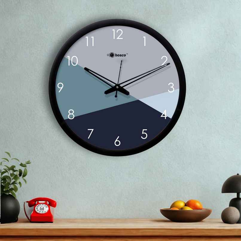 Bosco Decorative Silent Multicolour with Black Frame 30 CM Round Wall Clock BWC 1609