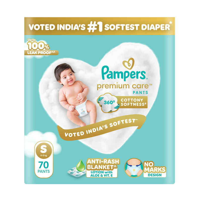 Pampers Premium Care Pants S 70| No Marks Design | India's Softest Diaper