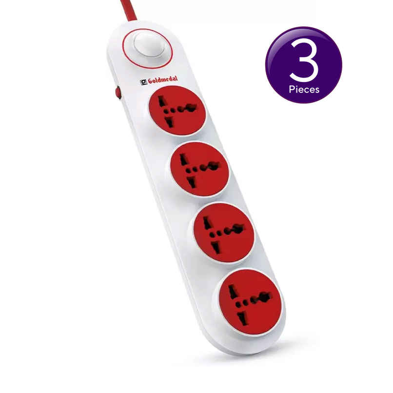 Gold Medal Logica 4X1 Spike Guard | 4 Universal Sockets | Master Switch with Indicator & Surge Protector | 2 Meter Extension Cord | Multi Plug for Home & Office Combo 