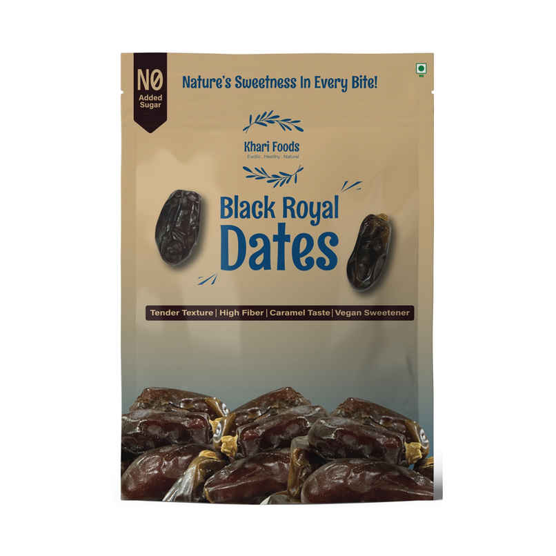 Khari Foods Black Royal Dates | High Fiber Khajur, Dry Fruit Khajoor