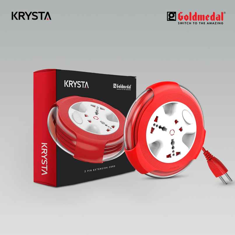 Gold Medal Krysta 2 Pin Heavy-Duty 5-Meter Cable Extension Cord|Master Switch with Indicator|Universal Sockets | Ultra-Smooth Rotation Extension Board for Home & Office