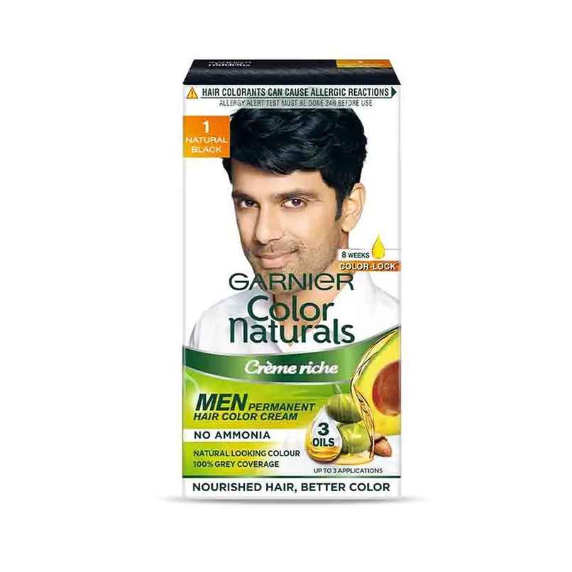 Garnier Color Naturals Hair Color For Men, Shade 1, Natural Black Garnier Color Naturals Hair Color For Men, Shade 1, Natural Black