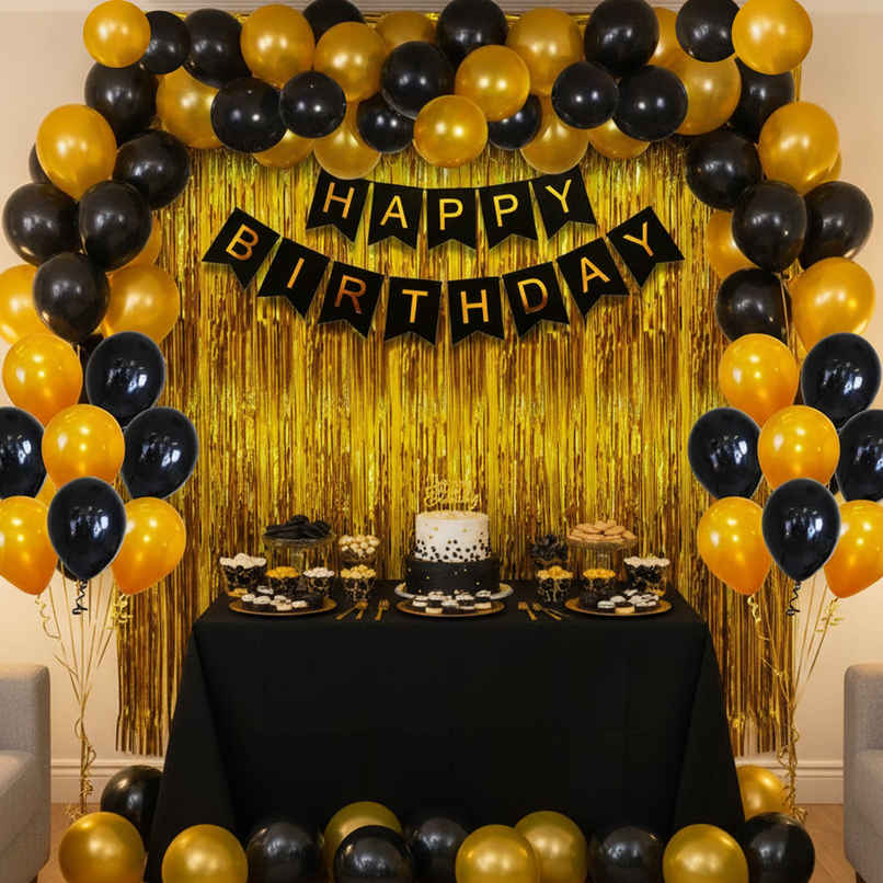 Birthday Decoration Items Kit | 1 pc Banner, 32 pcs Balloons and 1 pc Foil Curtain | Party Propz Birthday Decoration Items Kit | 1 pc Banner, 32 pcs Balloons and 1 pc Foil Curtain | Party Propz