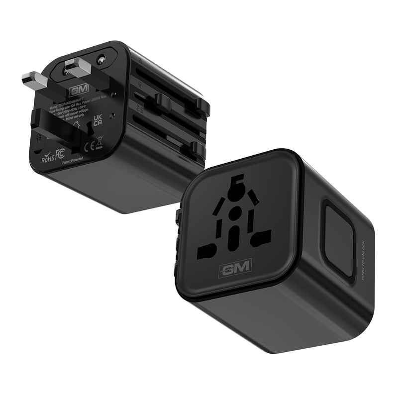 GM G Plus Universal Travel Adapter for 150 Plus Countries | Black GM G Plus Universal Travel Adapter for 150 Plus Countries | Black