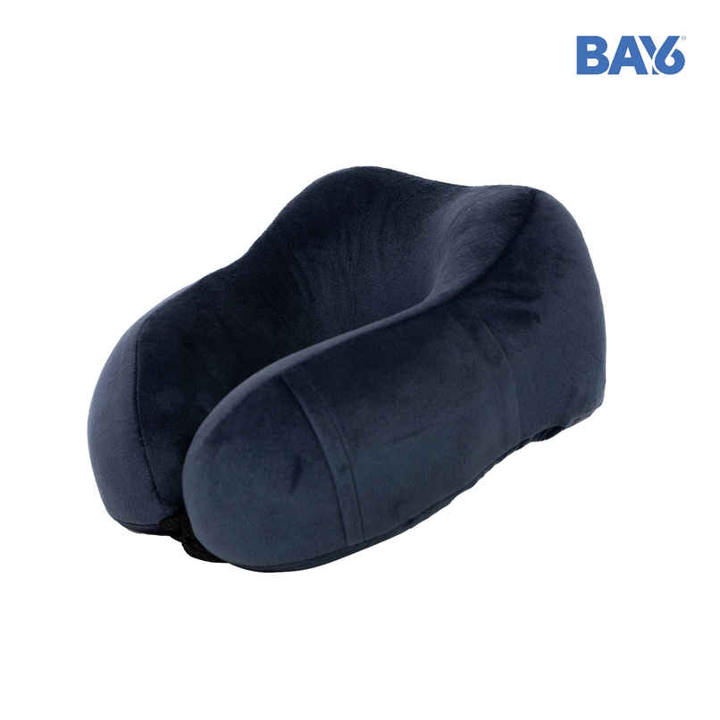 BAY6 Unisex Solid Polyester Neck Pillow | Blue - One Size