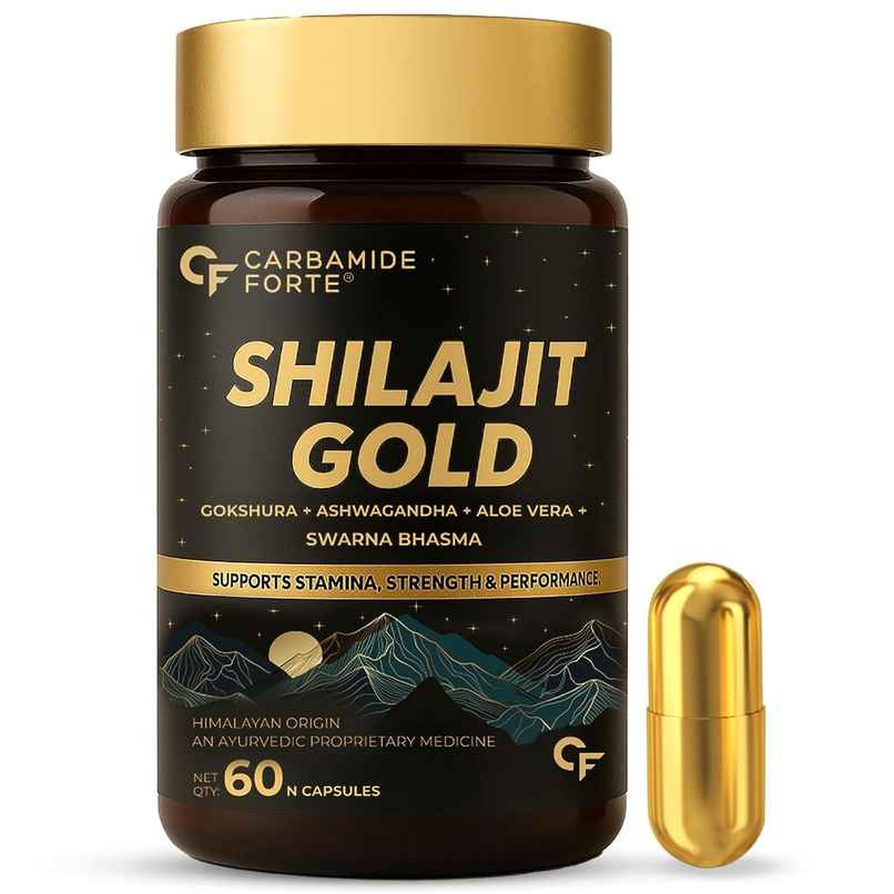 Carbamide Forte Shilajit Gold Capsules For Men With Pure Shilajit Swarna Bhasma,Gokshura,Ashwagandha