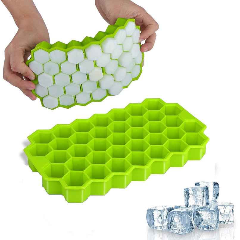 YouBee Silicone Ice Cube Tray for Freezer| Honeycomb 37 Cavity Ice Cube Mould | Multi-Color