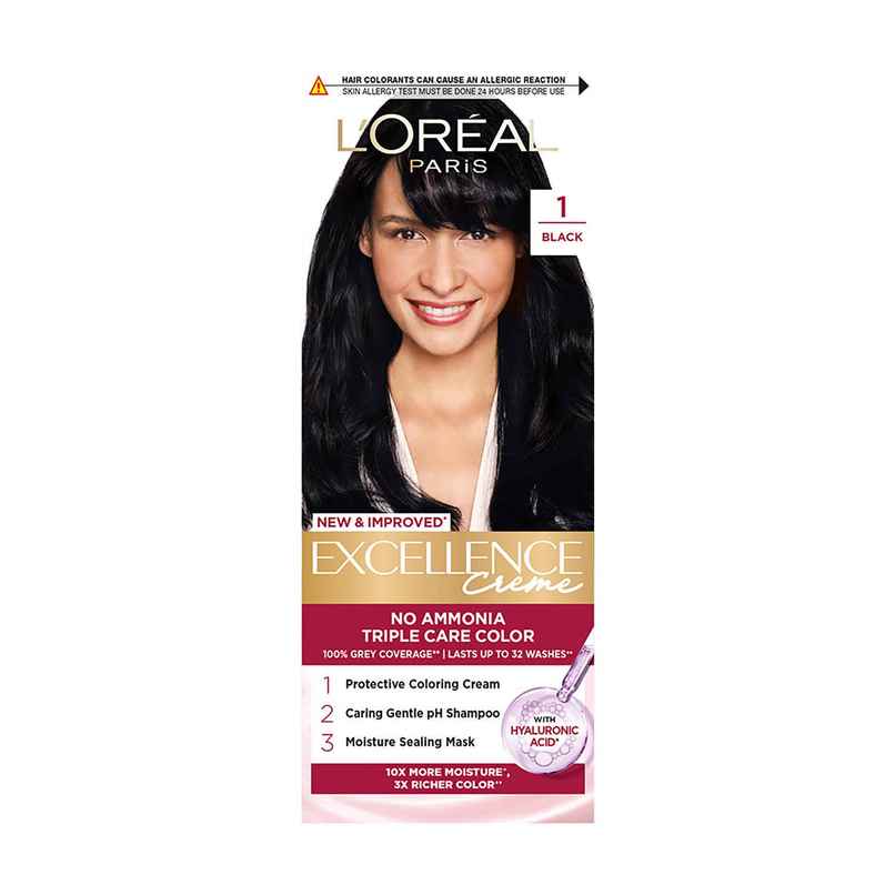 L'Oreal Paris New Excellence Creme Hair Color Mini Shade 1 Black | 20g + 20ml + 5ml + 5g