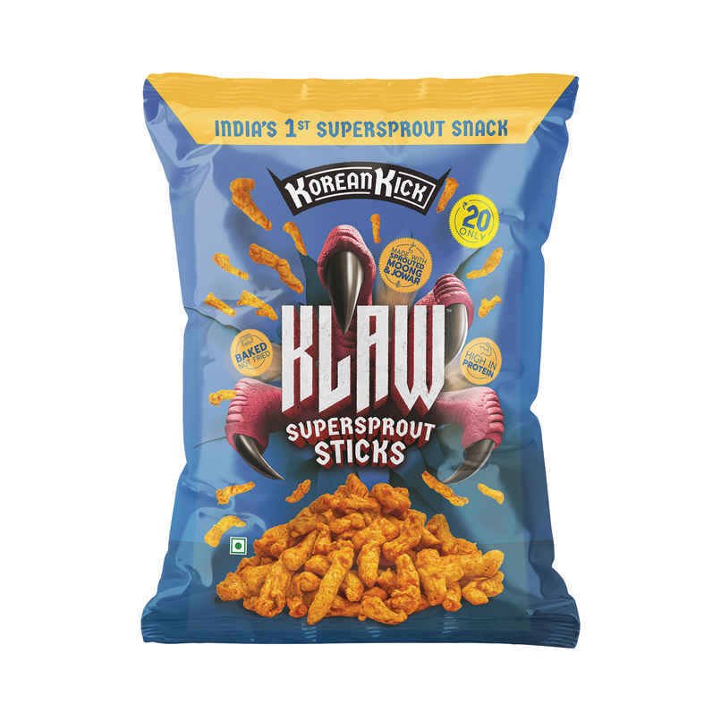 Klaw Korean Kick | Sprouted Moong & Jowar Sticks | Baked | No Palm Oil | High Protein Klaw Korean Kick | Sprouted Moong & Jowar Sticks | Baked | No Palm Oil | High Protein