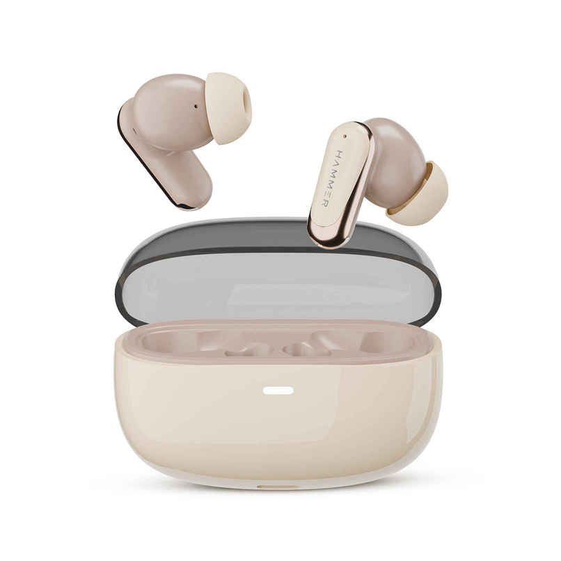 Hammer Aura Wireless Earbuds | 32dB ANC Noise Cancellation | TWS with 4-Mic ENC | Beige Hammer Aura Wireless Earbuds | 32dB ANC Noise Cancellation | TWS with 4-Mic ENC | Beige