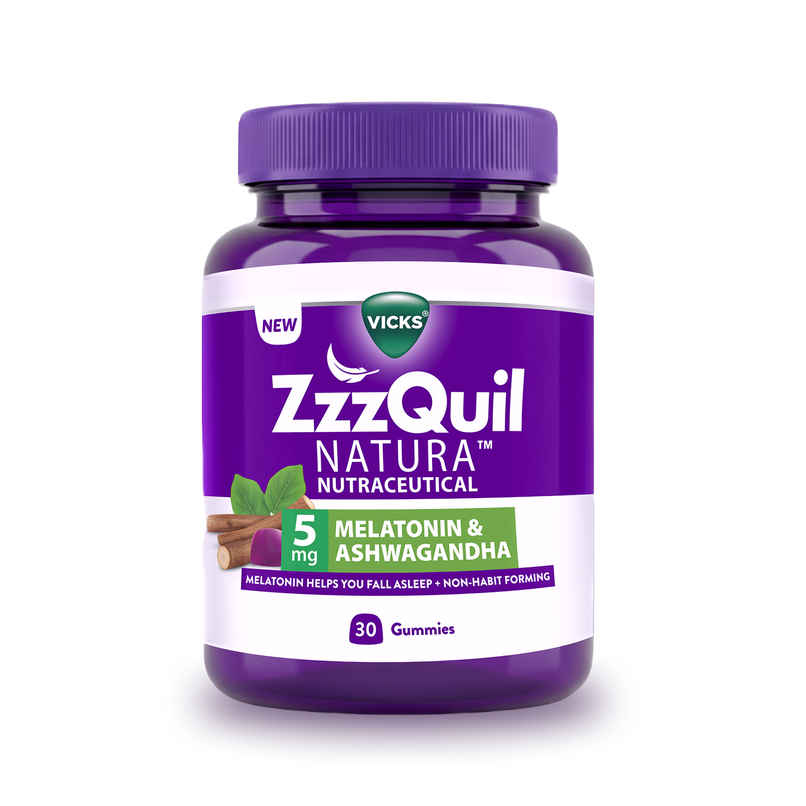 Vicks ZzzQuil Natura 30 Sleep Gummies, 5mg Melatonin + Natural Ashwagandha