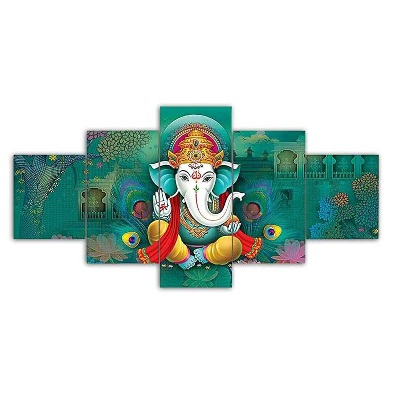 Perpetual Ganesha Paintings for Wall Decoration - Set of 5 | 3D | 75 x 43 cm
