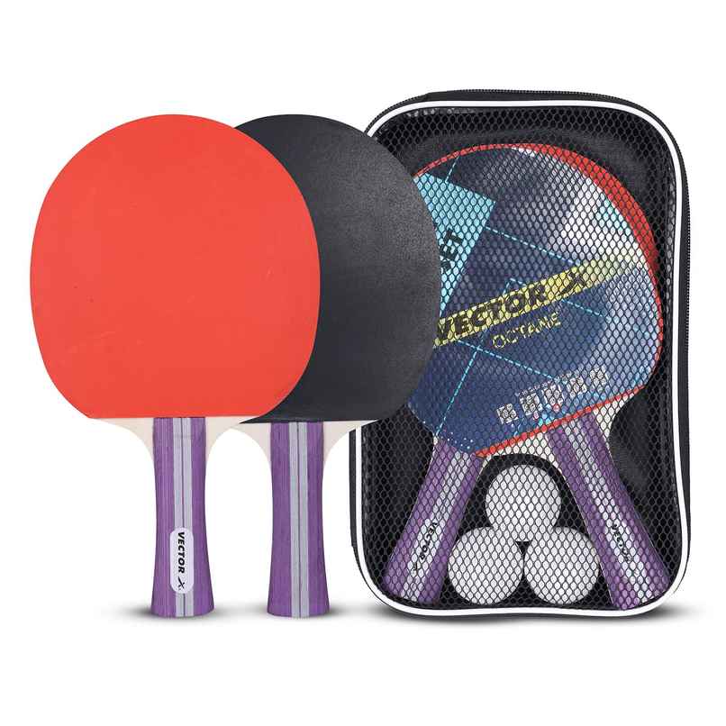 Vector X Octane Table Tennis Playset 2 Racquets & 3 Balls White Ball T.T Balls Set - Multi-Color Vector X Octane Table Tennis Playset 2 Racquets & 3 Balls White Ball T.T Balls Set - Multi-Color