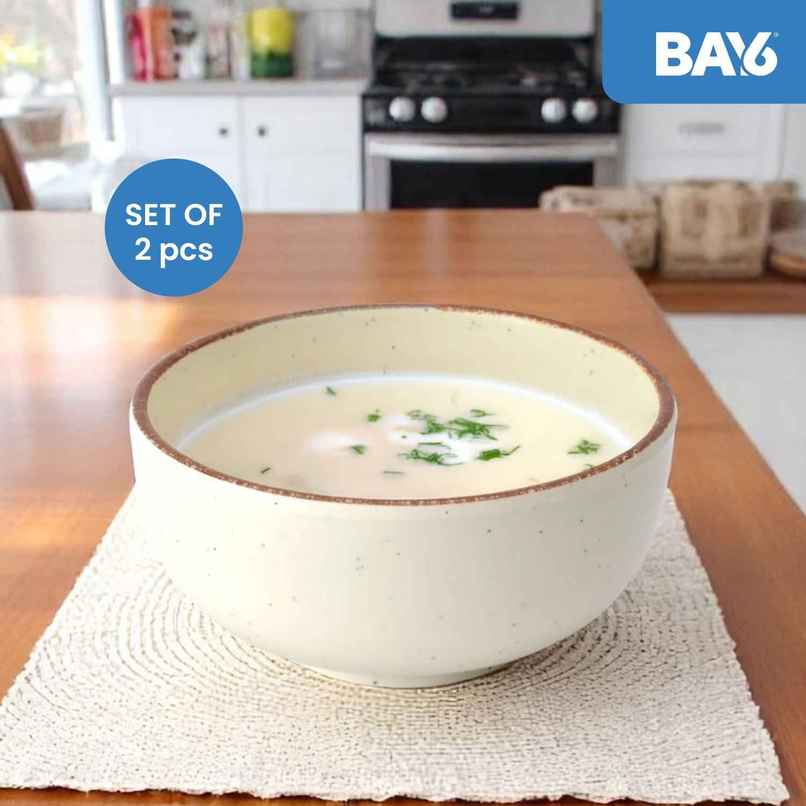 BAY6 Minto Series Round Melamine Serving Bowl - 5.5"-Creame Speckle -Set of 2