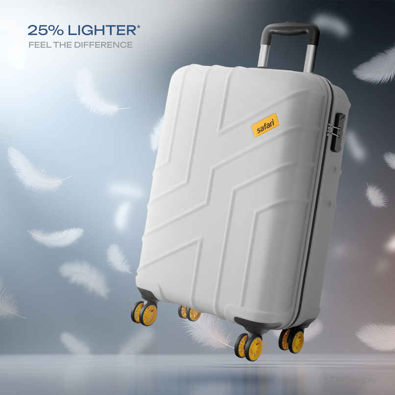 Safari Stratos Cabin Trolley Bag | 360 Degree 8 Wheels Hard Polycarbonate | Cloud Grey - 55 cm Safari Stratos Cabin Trolley Bag | 360 Degree 8 Wheels Hard Polycarbonate | Cloud Grey - 55 cm