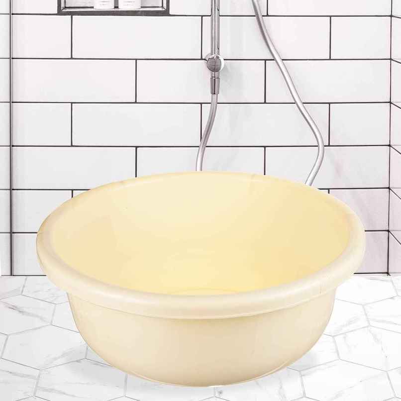 Kuber Industries Durable Plastic Bath Tub for Baby Bathing | 26 Liter | Cream Kuber Industries Durable Plastic Bath Tub for Baby Bathing | 26 Liter | Cream