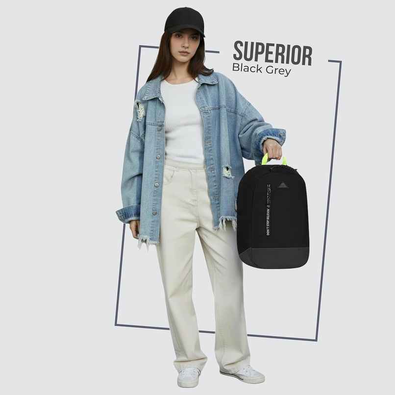 Gear Unisex Colorblocked Polyester 16 L Backpack | Black and Grey Gear Unisex Colorblocked Polyester 16 L Backpack | Black and Grey