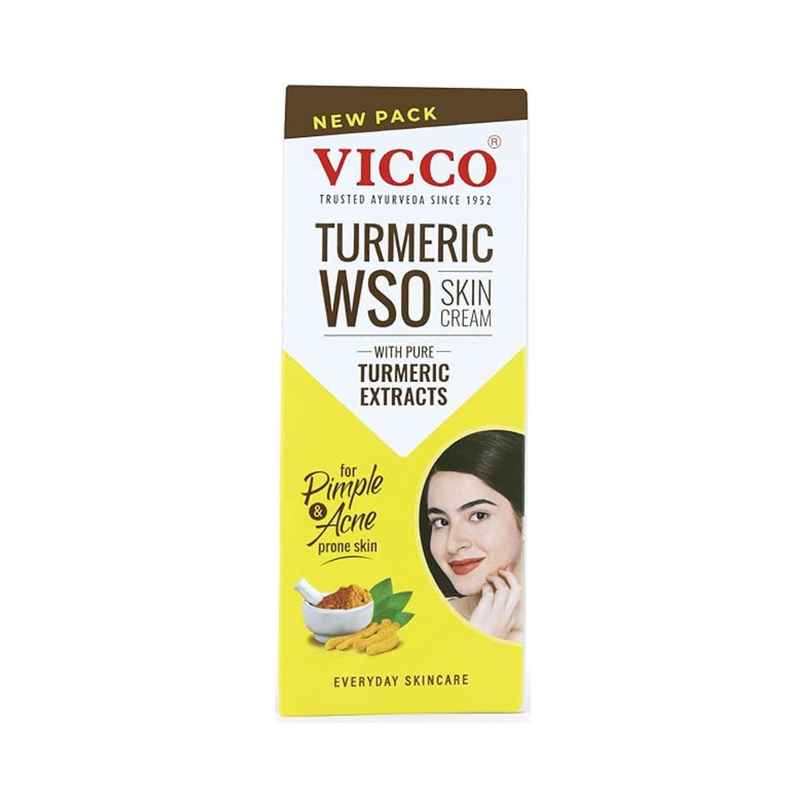 Vicco Turmeric WSO Skin Cream | Ayurvedic Face Cream for Pimple, Acne-prone Skin Skin
