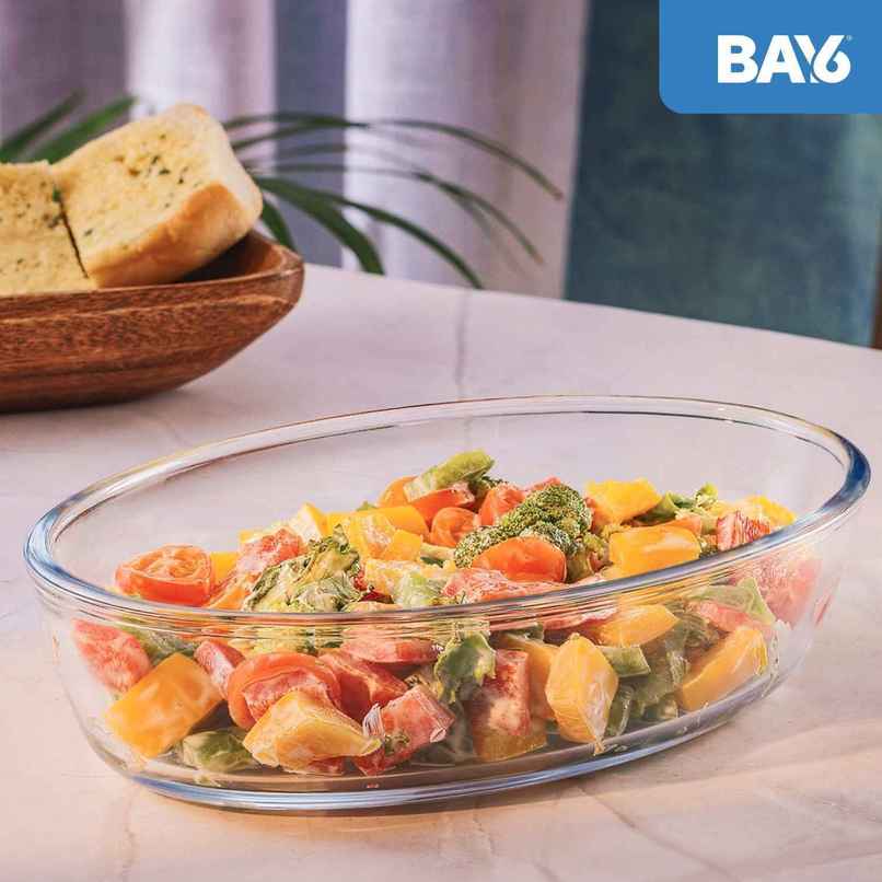 BAY6 Premium Imported Borosilicate Baking Dish Oval - 700 ml