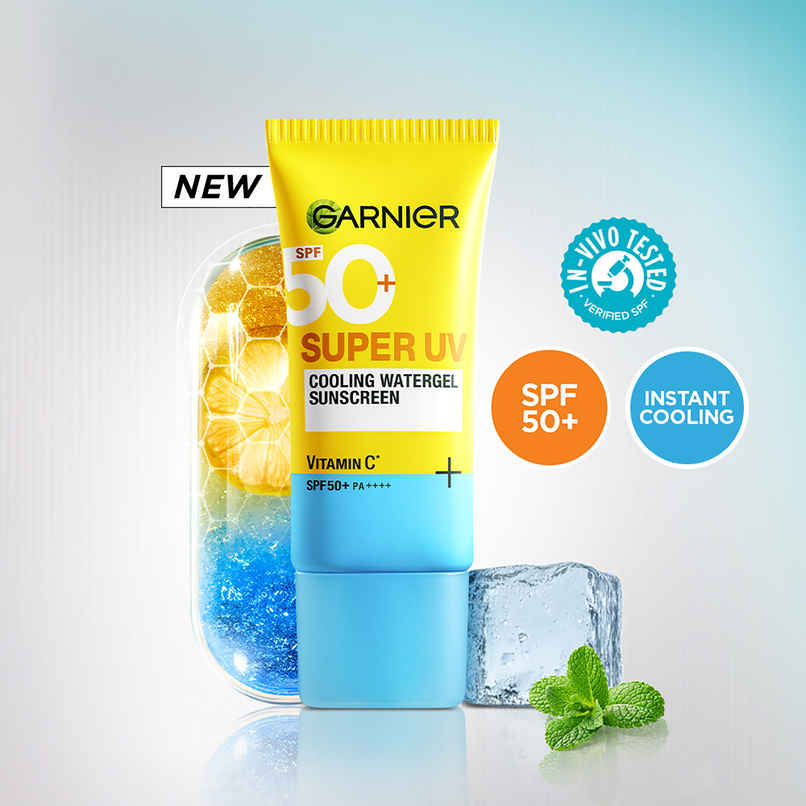 Garnier Super UV Cooling Water Gel Sunscreen | 8 Hr freshness | No White Cast | SPF 50 PA++++ Garnier Super UV Cooling Water Gel Sunscreen | 8 Hr freshness | No White Cast | SPF 50 PA++++