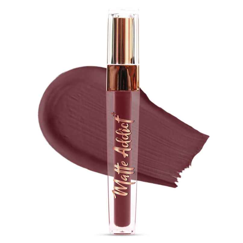 Jaquline USA Matte Addict + Liquid Lipstick,8Hr stay,Lightweight & Transfer proof - Wild Petunia 04