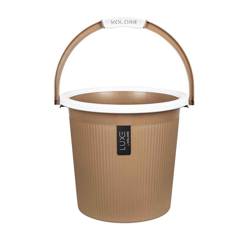 Kolorr Luxe Bucket | (Bucket 18L X 1) - Ratan Lt Brown| Bathroom Bucket | Strong Bathroom Bucket