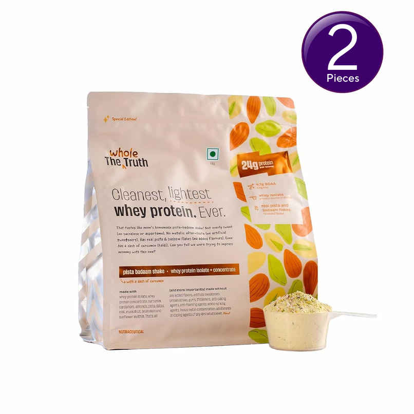 The Whole Truth Whey Protein Powder Pista Badaam Shake (24g Protein Per Scoop) Combo