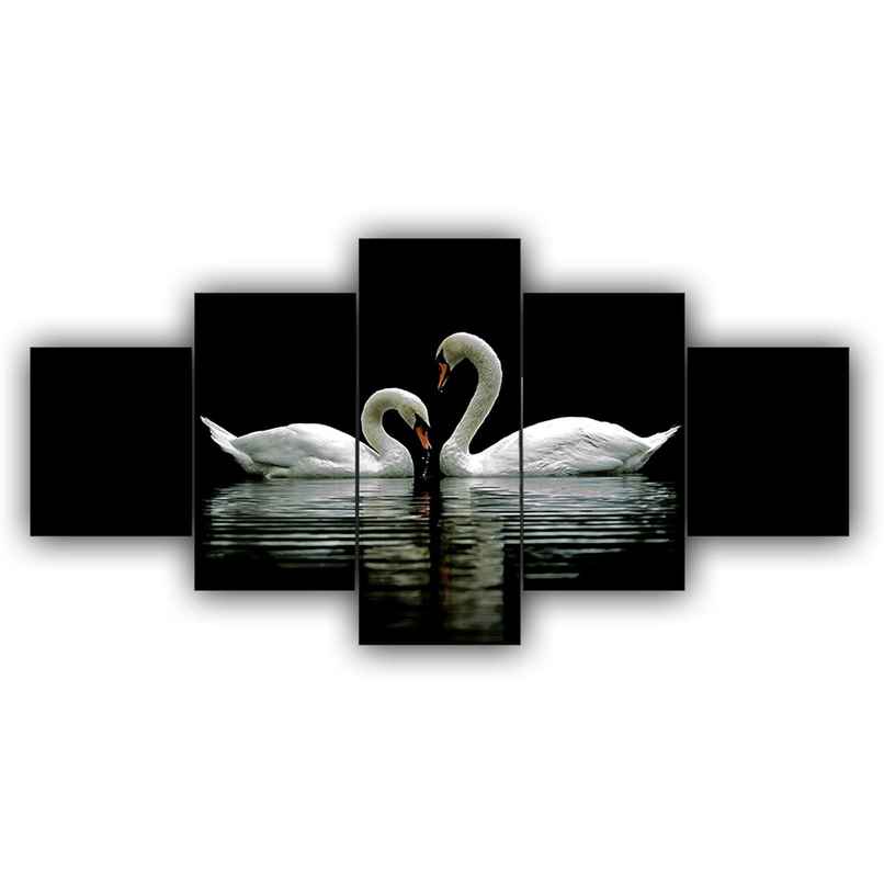 Perpetual Swan Pair Paintings for Wall Decoration | Set of 5 | 3D | 75 x 43 cm