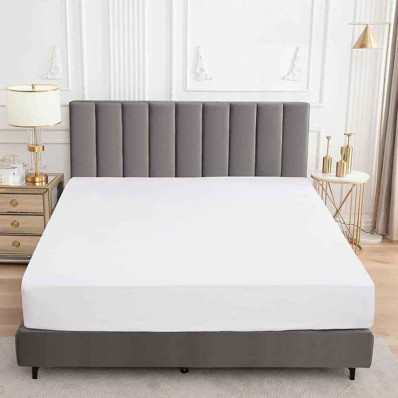 BAY6 White Terry Cotton 220 GSM Waterproof Mattress Protector For King Size Bed