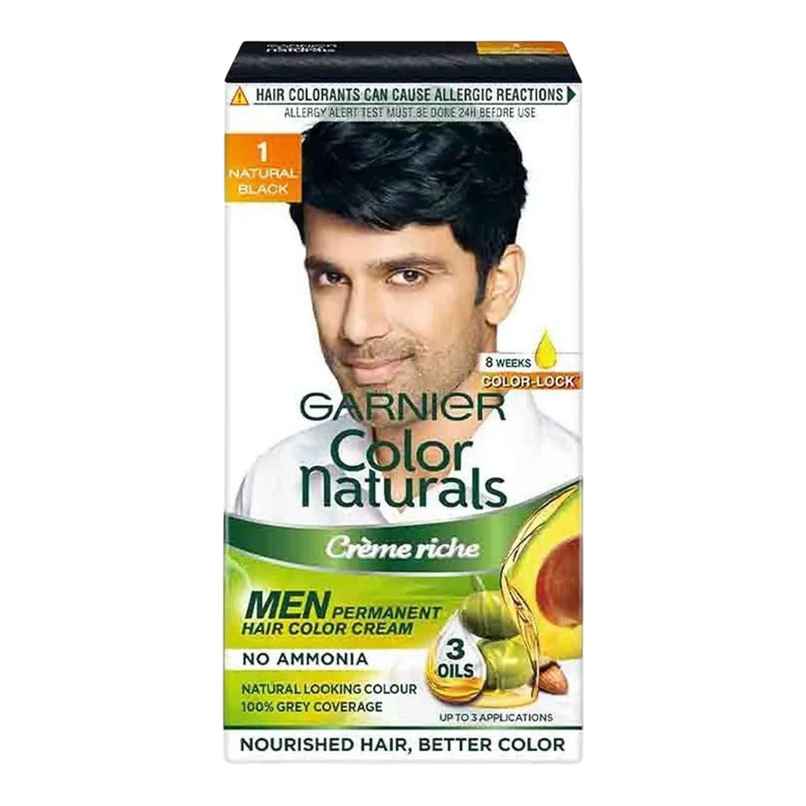 Garnier Color Naturals Hair Color For Men, Shade 1, Natural Black Garnier Color Naturals Hair Color For Men, Shade 1, Natural Black