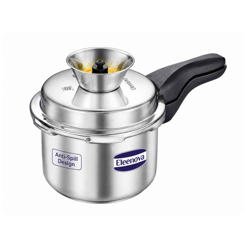 Eleenova Legacy Anti Spill Stainless steel Outer Lid Pressure Cooker with Spill Bowl | 3 L Eleenova Legacy Anti Spill Stainless steel Outer Lid Pressure Cooker with Spill Bowl | 3 L