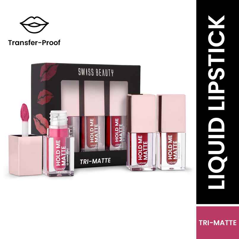Swiss Beauty Tri-Matte Lipstick | Waterproof & Transfer-proof | Vitamin E & Apricot Oil Swiss Beauty Tri-Matte Lipstick | Waterproof & Transfer-proof | Vitamin E & Apricot Oil